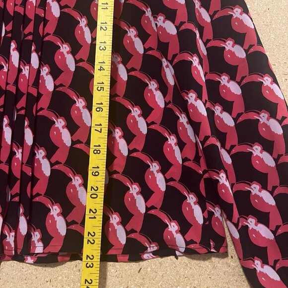 Avec Les Filles pleated Blouse mock neck top Size XS Toucan Bird Long Sleeve - Picture 6 of 10